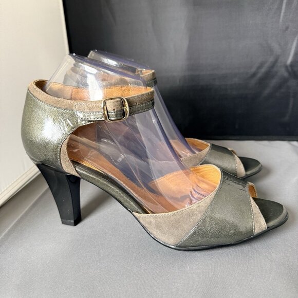 Sofft Shoes - Sofft Gazelle Peep Toe Pumps Sandals Ankle Heeled Suede Green Women’s Size 10M